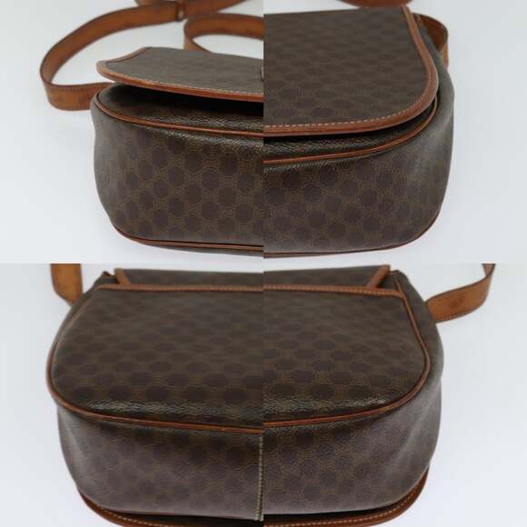 CELINE Macadam Canvas Shoulder Bag Pvc Leather Brown Gold - Picture 10 of 12